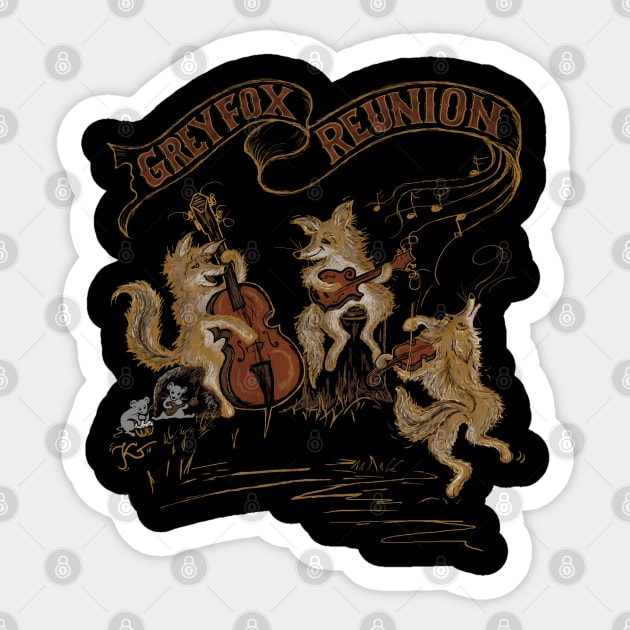 Grey Fox Reunion (black) Sticker by katgaddis